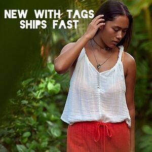 NWT Free People Twisted Tank Top XL Boho Gauze Flowy Sleeveless Hippie Layering